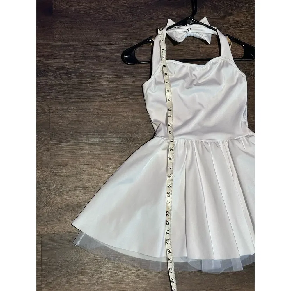 Weissman White Sweetheart Halter Basic Dress Bow (Style #12068) LC Large Child